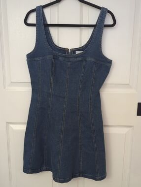 Sleeveless Denim Mini Dress in Classic Blue
